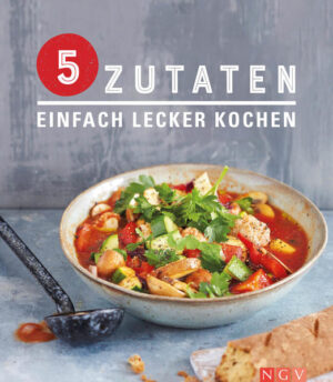 Kochen kann so einfach sein! • Mit wenig Aufwand lecker kochen • Leckeres für den kleinen und den großen Hunger • Alle Rezepte mit Zeit- und Nährwertangaben sowie Schwierigkeitsgrad Mit nur 5 frischen Zutaten zaubern Sie ab heute leckere, frische Gerichte für jeden Tag auf den Tisch. Lange Einkaufslisten und Fertigprodukte gehören der Vergangenheit an! Egal ob ein frischer Salat, eine warme Suppe, ein schneller Snack oder ein vollwertiges Hauptgericht, in diesem Buch finden Sie tolle Rezeptideen für jede Gelegenheit. Zu jedem Rezept gibt es eine übersichtliche Zutatenliste, in der neben den wenigen Basiszutaten aus dem Vorratsschrank, die einzukaufenden Zutaten besonders hervorgehoben sind. Außerdem finden Sie Angaben zu Portionen, Zubereitungszeit, Schwierigkeitsgrad und Nährwerten auf einen Blick bei jedem Rezept. Das ideale Kochbuch für alle mit wenig Zeit!