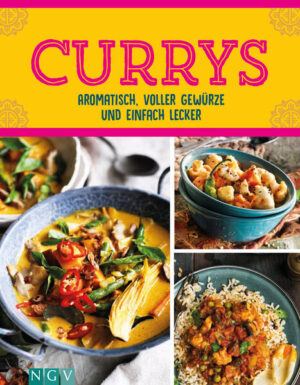 Currys - Die besten Rezepte -Über 50 aromatische Rezepte -Mit Fleisch, Fisch oder vegetarisch -Jedes Rezept mit Farbfoto Duftende Kräuter und Gewürze, scharfe Currypaste, reichlich Gemüse und Hülsenfrüchte, mal mit Fisch oder Fleisch, frischem Joghurt oder sämiger Kokosmilch. Currys sind so vielfältig wie ihre Zutaten. Sie kommen aus Vietnam oder Thailand, Indien oder Pakistan, China oder Bangladesch. Und manch eines sogar aus Südafrika oder der Karibik. Wie wär’s mit Rindercurry mit roten Bohnen, Auberginencurry mit frischer Kokosnuss, cremigem Garnelencurry oder Tofucurry mit Reisnudeln? Freuen Sie sich mit unseren 50 aromatischen Rezepten auf ein Feuerwerk der Gewürze und Aromen!