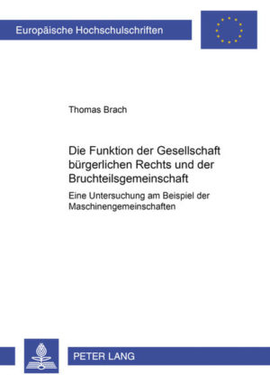 Honighäuschen (Bonn) - Die Frage nach den Funktionen der Gesellschaft bürgerlichen Rechts und der Bruchteilsgemeinschaft zielt in zwei Richtungen. Zum einen geht es darum, welche Aufgaben beide Rechtsinstitute nach ihrem gesetzlichen Wesen haben. Zum anderen gilt es zu ergründen, welche Bedeutung ihnen in der praktischen Anwendung zukommt. Die Abhandlung analysiert zunächst die gesetzlichen Konzeptionen beider Rechtsinstitute. Im Anschluß untersucht sie das rechtstatsächliche Phänomen der sogenannten Maschinengemeinschaften. Diese können sowohl Gesellschaften bürgerlichen Rechts als auch Bruchteilsgemeinschaften sein. An ihnen läßt sich das funktionale Verhältnis beider Rechtsinstitute daher besonders gut veranschaulichen.