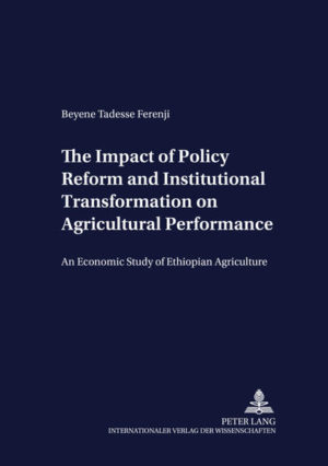 Honighäuschen (Bonn) - Inspired by the World Bank and the International Monetary Fund, many less developed countries have carried out economic policy reforms and institutional changes. However, it has become increasingly clear that due to lags in institutional and infrastructure development results of policy reforms are unsatisfactory. This study focuses on assessing the impact of policy reform on agricultural production in Ethiopia. It investigates components of output growth, input use, technical efficiency and technological progress by applying a Stochastic Production Frontier model on a detailed rural household database. It also examines the degree of product price instability and its impacts on modern input use and food supply using a Vector Error Correction model on time series data. The study concludes by pointing out the prospects and constraints of agricultural transformation in Ethiopia.