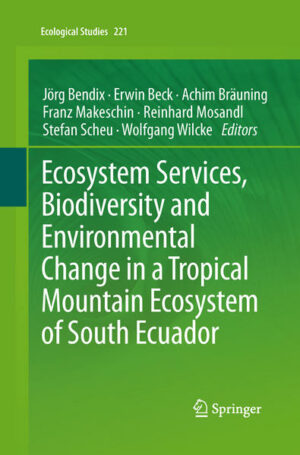 Honighäuschen (Bonn) - An interdisciplinary research unit consisting of 30 teams in the natural, economic and social sciences analyzed biodiversity and ecosystem services of a mountain rainforest ecosystem in the hotspot of the tropical Andes, with special reference to past, current and future environmental changes. The group assessed ecosystem services using data from ecological field and scenario-driven model experiments, and with the help of comparative field surveys of the natural forest and its anthropogenic replacement system for agriculture. The book offers insights into the impacts of environmental change on various service categories mentioned in the Millennium Ecosystem Assessment (2005): cultural, regulating, supporting and provisioning ecosystem services. Examples focus on biodiversity of plants and animals including trophic networks, and abiotic/biotic parameters such as soils, regional climate, water, nutrient and sediment cycles. The types of threats considered include land use and climate changes, as well as atmospheric fertilization. In terms of regulating and provisioning services, the emphasis is primarily on water regulation and supply as well as climate regulation and carbon sequestration. With regard to provisioning services, the synthesis of the book provides science-based recommendations for a sustainable land use portfolio including several options such as forestry, pasture management and the practices of indigenous peoples. In closing, the authors show how they integrated the local society by pursuing capacity building in compliance with the CBD-ABS (Convention on Biological Diversity - Access and Benefit Sharing), in the form of education and knowledge transfer for application.