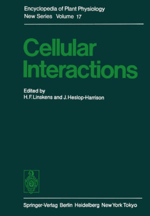 Honighäuschen (Bonn) - H. F. LINSKENS and J. HESLOP-HARRISON The chapters of this volume deal with intercellular interaction phenomena in plants. Collectively they provide a broad conspectus of a highly active, if greatly fragmented, research field. Certain limitations have been imposed on the subject matter, the most impor tant being the exclusion of long-range interactions within the plant body. It is true that pervasive hormonal control systems cannot readily be demarcated from controls mediated by pheromones or information-carrying molecules with more limited spheres of action, but consideration is given in this volume to the main classes of plant hormones and their functions only incidentally, since these are treated adequately in other volumes of this Encyclopedia series (V - ume 9-11) and in numerous other texts and reviews. Similarly, certain other effects, such as those associated with nutrients and ions, are not considered in any detail. Furthermore, we have excluded intracellular interactions, and also consideration of transport phenomena, which are treated in detail in Vol ume 3 of this Series. Other aspects of inter-cellular interaction, such as cell surface phenomena and implications of lectin-carbohydrate interactions, and plant-virus inter-relationships, are treated in other sections of this Encyclopedia (Volumes 13B and 14B, respectively). In the volume on physiological plant pathology (Volume 4 of this series) special attention has been given to host pathogen interaction. These aspects of our subject will therefore be excluded in the present treatise.