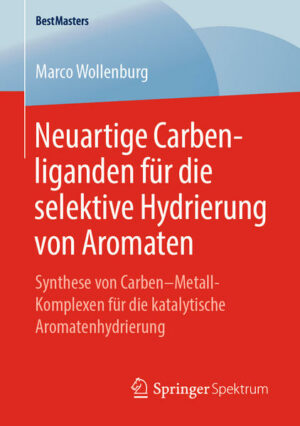 Honighäuschen (Bonn) - Marco Wollenburg synthetisiert und charakterisiert neuartige NHC- und CAA(r)C-Liganden sowie deren Metallkomplexe. Er testet die neuartigen Ligandensysteme in der Hydrierung verschiedener Heteroaromaten und Halogenaromaten und vergleicht sie mit etablierten Katalysatorsystemen. Zusätzlich untersucht der Autor eine Methode zur Herstellung von chiralen 2-Oxazolidinonen durch enantioselektive Hydrierung von Oxazolonen. Der Autor Marco Wollenburg, M.Sc. studierte Chemie an der Westfälischen Wilhelms-Universität Münster und promoviert dort am Organisch-Chemischen Institut im Arbeitskreis von Prof. Dr. Frank Glorius.