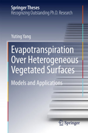 Honighäuschen (Bonn) - The focus of this work is the development of models to estimate evapotranspiration (ET), investigating the partitioning between soil evaporation and plant transpiration at field and regional scales, and calculating ET over heterogeneous vegetated surfaces. Different algorithms with varying complexities as well as spatial and temporal resolutions are developed to estimate evapotranspiration from different data inputs. The author proposes a novel approach to estimate ET from remote sensing by exploiting the linkage between water and carbon cycles. At the field scale, a hybrid dual source model (H-D model) is proposed. It is verified with field observations over four different ecosystems and coupled with a soil water and heat transfer model, to simulate water and heat transfer in the soil-plant-atmosphere continuum. At the regional scale, a hybrid dual source scheme and trapezoid framework based ET model (HTEM), using remote sensing images is developed. This model is verified with data from the USA and China and the impact of agricultural water-saving on ET of different land use types is analyzed, in these chapters. The author discusses the potential of using a remote sensing ET model in the real management of water resources in a large irrigation district. This work would be of particular interest to any hydrologist or micro-meteorologist who works on ET estimation and it will also appeal to the ecologist who works on the coupled water and carbon cycles. Land evapotranspiration is an important research topic in hydrology, meteorology, ecology and agricultural sciences. Dr. Yuting Yang works at the CSIRO Land and Water, Canberra, Australia.
