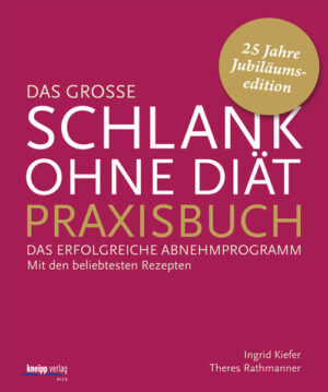 „Schlank ohne Diät“ ist nicht nur ein erfolgreiches, sondern auch ein seit vielen Jahren empfohlenes Abnehmprogramm, das von unabhängigen Konsumentenschützern stets mit Bestnoten bewertet wird. „Schlank ohne Diät“ setzt nämlich nicht auf Verbote von Speisen und Getränken, sondern macht den Kaloriengehalt von Lebensmitteln bewusst. Erlaubt ist somit im Prinzip alles, wichtig ist, dem Körper nicht mehr Kalorien zuzuführen, als er verbraucht. Dies gelingt mit der richtigen Wahl der Nahrungsmittel, einem vernünftigen Bewegungsprogramm und natürlich den beliebten „Schlank ohne Diät“-Genussrezepten. Zum 25-jährigen Jubiläum erscheint deshalb ein Praxisbuch mit mehr als 60 schlanken Rezepten. Aus dem Inhalt: Einführung in die Methode „Schlank ohne Diät“ - Die gängigsten Zucker- und Fettfallen - Was Sport und Bewegung bewirken können - fMehr als 60 schlanke Rezepte - Jedes Rezept ist nährwertberechnet und opulent bebildert