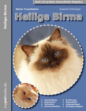 Honighäuschen (Bonn) - Die Heilige Birma gehört zu den ausdrucksstärksten Rassekatzen überhaupt. Und dies ist auf ihr Äußeres genauso bezogen, wie auf ihren Charakter. Burma Katzen gehören zu den Halblanghaarkatzen und sind sog. Teilalbinos, weshalb sich ihre eigentliche Fellfarbe nur an den kühlsten Stellen ihres Körpers zeigt. Hierdurch erhalten sie das für Pointkatzen typische Aussehen. Birmas sind ausgesprochen soziale Katzen, die ihren Menschen über alles lieben und ihn am liebsten ständig um sich haben. Trotzdem wollen sie eigentlich nicht auf Artgenossen verzichten, weshalb sie besser nicht als Einzelkatzen gehalten werden sollten. Dieser Ratgeber wendet sich vor allem an den Rasse-Neuling und an Menschen, die sich zum ersten Mal überhaupt eine Katze anschaffen wollen. Neben den spezifischen Rasseinformationen führt die Autorin daher auch ganz allgemein in die Katzenhaltung ein. In diesem Buch erfahren Sie alles, was Sie zur artgerechten Haltung einer solchen Rassekatze wissen müssen. Die enge Zusammenarbeit mit erfahrenen Züchtern macht es dabei möglich auf jahrelange Erfahrungen zurück zu greifen und auch ganz besonderes Fotomaterial zu zeigen. Freuen Sie sich auf eine kurzweilige Lektüre, informative Ratschläge, unglaubliche Anekdoten und viele praktische Tipps zur Anschaffung und Haltung einer besonderen Rassekatze: der Birma.