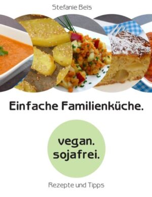 Sojafreie Rezepte und Tipps aus der alltäglichen veganen Familienküche. Das bedeutet: einfache Zubereitung mit leicht erhältlichen Zutaten, die Verwendung von möglichst regionalen, frischen und biologisch angebauten Obst-, Gemüse- und Getreidesorten. Dazu gehören aber auch Gerichte, die sich aus dem Vorrat zaubern lassen, sowie eine gute Resteverwertung. Bei den Rezepten handelt es sich um nachkochbare Familienrezepte, Eigenkreationen und überarbeitete neue Rezepte, die sich gut kombinieren lassen, abgeändert werden können und zum Experimentieren einladen.