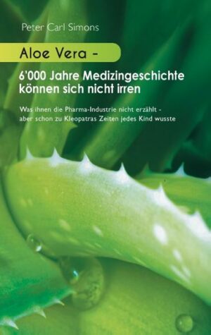 Honighäuschen (Bonn) - Schon die alten Ägypter, Assyrer und Babylonier kannten Aloe vera als Heilpflanze. Der erfolgreiche Gesundheitsfachmann Peter Carl Simons zeigt, ausgehend von eigenen Erfahrungen und den Erkenntnissen aus über sechstausend Jahren Medizingeschichte, die Anwendungsgebiete und Chancen dieser einmaligen Pflanze auf. Schon Paracelsus wusste: »Die Pflanze mit Namen Aloe ist eine wahre Apotheke der Natur, die ganz alleine zahlreiche Krankheiten heilen kann!« Im alten Ägypten wurde sie daher »Pflanze der Unsterblichkeit« genannt. »Stärkung des Immunsystems«, »Schutz vor Giften und Schadstoffen«, »entzündungshemmend«, »vitalitätsfördernd«, »Anti-Aging«, »Darmreinigung« sind nur einige Stichworte, die in der Literatur immer wieder im Zusammenhang mit Aloe vera fallen.