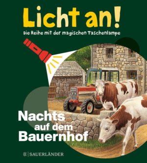 Honighäuschen (Bonn) - Wenn es dunkel wird, gibt es auf dem Bauernhof viel zu entdecken! Die Katze jagt eine Maus durch den Stall, die kleinen Ferkel kuscheln sich ganz eng aneinander, die Stute putzt ihr kleines Fohlen und der treue Wachhund gibt auf alle acht. Auf einer nächtlichen Erkundungstour durch den Bauernhof kommen Kinder den Bauernhoftieren ganz nah! In der spannenden Sachbilderbuchreihe "Licht an!" entdecken Kinder ab 4 Jahren, was normalerweise im Dunkeln liegt. Mit der beiliegenden magischen "Taschenlampe" aus Papier können die kleinen Forscher unter den Entdeckerfolien gezielt bunte Szenen "beleuchten" und in verborgene Welten eintauchen.