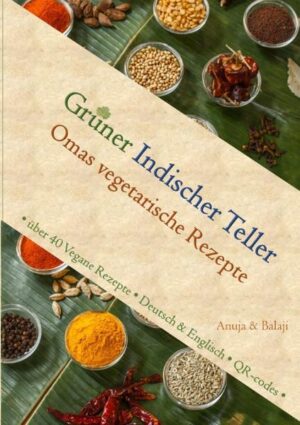 Dieses Buch enthält einige unerforschte und authentischen vegane und vegetarische Rezepte aus ganz Indien, zusammen mit leckeren Snacks, Zwischenmahlzeiten, und Desserts. Wir wünschen Ihnen eine gute Zeit, diese in Ihrer Küche zum ausprobieren. Der Name "Grüner Indischer Teller" bedeutet die Vielfalt der vegetarischen Küche auf dem indischen Subkontinent. Es symbolisiert auch die Bananenblatt, auf dem indischen Essen traditionell serviert wird.