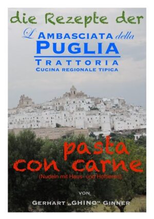 in diesem Buch sind sämtliche "Fleischpasta"-rezepte aus dem großartigen kulturhistorischen Kochlesebuch: "Das Vermächtnis der Ambasciata della Puglia" angeführt: pasta, Nudeln, Cavatelli con sugo Macellaio, Cavatelli alla Trappitara, Cavatelli con ragu d’agnello, Orecchiette con braciola - da das Buch so dünn ausfiel, hätte sich der Autor wahrscheinlich nahezu gänzlich auf die Inhaltsbeschreibung beschränken sollen...