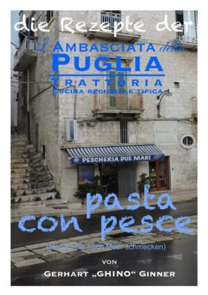 in diesem Buch sind sämtliche "Fischpasta"-rezepte aus dem großartigen kulturhistorischen Kochlesebuch: "Das Vermächtnis der Ambasciata della Puglia" angeführt: Fedelini alla Tarantina, Fedelini alla gallipolitana, Fedelini con le vongole, Fedelini alla bottargha, Cavatelli con tonno menta e melanzani, Orecchiette con gamberoni e rucola, auch ein Rezept sowie ein wenig Geschichte um Garum, die altrömische Fischsauce, die auf jedem Tisch stand, werden auch angeführt....