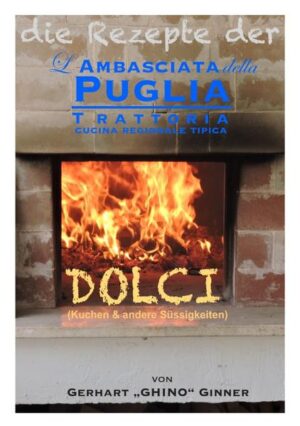 in diesem Buch sind sämtliche Süssigkeitenrezepte aus dem großartigen kulturhistorischen Kochlesebuch: "Das Vermächtnis der Ambasciata della Puglia angeführt: dolci/Dessert, Putta mi giu, Ostie ripiene, Cartellate, Mustaccioli, Uva sotto spirito, Crema Pasticciera, "der prophet von san nicandro", Grano al vincotto, Die süßen „Blutwürste“ Apuliens: Sanguinaccio dell’apennino dauno, Sanguinaccio di Altamura, Sanguinaccio di Taranto, Stracciatella all rovescio, Cuscini di jesu bambino, Dadi di mandorle, Sfogliata di Canosa, Panvinesco, Barchiglia, Ficarelli, Cassata di Modugno, Copata, Cotognata....