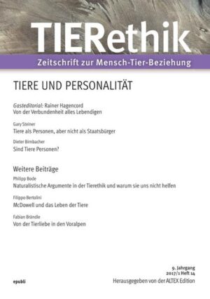 Honighäuschen (Bonn) - Können Tiere Personen sein? Welche Kriterien sollten dazu erfüllt sein? Ist die Sprache eine notwendige Bedingung? In wieweit korreliert der Personenstatus von Tieren mit jenen von Menschen? Mit einer Person ist im allgemeinen Sprachgebrauch noch immer ein Mensch gemeint. Verknüpft mit diesem menschlichen Personenstatus ist eine moralische Vorrangstellung, die an verschiedene Fähigkeiten geknüpft ist. Erst, wenn die herkömmlichen Vorstellungen von Personalität überwunden werden, können auch Tiere als Personen gelten.