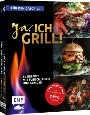 Zwei Bücher für den kleinen Preis: Doppelter BBQ-Genuss speziell für alle Gasgrill-Fans Kurz und gut: Wichtigste Basics zu den Grilltypen und -techniken, insbesondere direktes und indirektes Grillen 60 kreative Grillrezepte für das Grillen mit Gas: Mit Fleisch und Fisch, aber auch Gemüse Ausstattungshinweis: 2 Bücher im Bundle mit Goldfolienveredlung