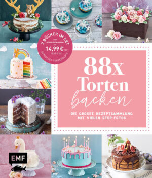 Tortenspaß im XXL-Set: 88 klassische Schichttorten sowie kreative Motivtorten mit und ohne Fondant Süße Fondant-Motive und raffinierte Tortenrezepte für alle Anlässe und Jahreszeiten: Taufe, Hochzeit, Geburtstag, Weihnachten und mehr Auch für unerfahrene Tortenbäcker*innen - dank ausführlicher Grundlagen, Step-Fotos und wertvoller Tricks zum Backen und Verzieren