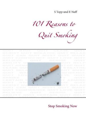 Here are 101 good reasons to quit smoking. Positively formulated to help you to take action to make the rest of your life a smoke-free one: for yourself and those around you. Stop smoking now!