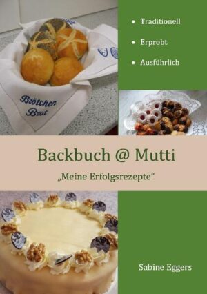 Was wäre Ostern ohne Osterbrot, ein Sommer ohne Erdbeertorte, eine Adventszeit ohne Kekse, Weihnachten ohne Schokoladentorte. Hätte ich doch meine Omi rechtzeitig nach dem Rezept gefragt. Diese Frage hat mich dazu bewegt aus meinen Erfolgsrezepten ein Backbuch zu schreiben. Im Backbuch @ Mutti entdeckst du langerprobte Backrezepte, von der Torte bis zum Keks und vom Blechkuchen bis zum Brot. Ausführlich und in der richtigen Reihenfolge der Arbeitsschritte beschrieben. Von meinen Kindern getestet und für gut befunden. Durchgeprobte Rezepte, die immer wieder perfektioniert wurden. Traditionell und lecker. Viel Spaß beim Backen!