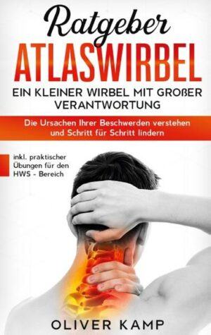 Honighäuschen (Bonn) - Es zieht im Rücken, der Kopf lässt sich nicht bewegen oder wir haben regelmäßig Kopfschmerzen. Diese Symptome können auftreten, wenn der Atlaswirbel, das Bindeglied zwischen Kopf und Körper, aus der Reihe tanzt. Denn dieser Wirbel trägt nicht nur unseren Kopf, sondern trägt zur Stabilität des gesamten Körpers bei. Dabei wird diesem Wirbel kaum Beachtung geschenkt, obwohl er für unsere allgemeinen Gesundheit eine wichtige Rolle spielt. Doch neben den oben bereits aufgeführten Symptomen kann eine Fehlstellung des Atlaswirbels zu schweren chronischen Erkrankungen führen. Viele davon können vermieden, andere hingegen nur verbessert werden. In diesem Buch erfahren Sie ausführlich, was es mit dem Atlaswirbel auf sich hat, was seine Aufgaben sind und was Sie selbst tun können, um Schmerzen zu lindern und den Wirbel im Alltag zu entlasten. Sie erfahren in diesem Buch, wie Sie Ihrem Halswirbel etwas Gutes tun und was Sie selbst tun können, um akute Schmerzen zu lindern. Dabei werden neueste Studien berücksichtigt. Das erwartet Sie: -Wofür ist der Atlaswirbel zuständig? -Behandlungsmöglichkeiten -Wenn die Psyche mitleidet -Wählen Sie den richtigen Arzt -Erste Hilfe bei akuten Schmerzen -Zuhause die Schmerzen lindern -und vieles mehr ...