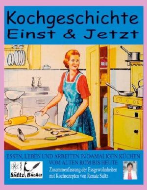 Erinnerungen an die Gegebenheiten in den damaligen Küchen, Gewürze und Aufbewahrung, Lebensmittel frisch halten ohne Kühlschrank. Rezepte von Mutter und Großmutter. Essgewohnheiten der alten Römer und was man im 14 Jahrhundert aß, bis in die 50er und 60er Jahre. Familienzusammengehörigkeit und gemeinsames Essen in den damaligen Wohnküchen am Kohleherd. "Kochgeschichte Einst & Jetzt - Zusammenfassung der Essgewohnheiten mit Kochrezepten" ist erhältlich im Online-Buchshop Honighäuschen.