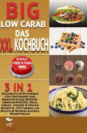 BIG Low Carb! - Abnehmen OHNE zu hungern (inkl. Diätplan) Was erwartet Sie in diesem Buch? (ACHTUNG: Zusammenfassung in nur EINEM SATZ) Wer sich die Artikelbeschreibung komplett ersparen möchte, für diejenigen versuche ich mein Buch in einem Satz zusammenzufassen: Sie machen eine Diät OHNE ES ZU MERKEN, bzw. OHNE AUF IHRE GEWOHNTEN GERICHTE VERZICHTEN ZU MÜSSEN! Für diejenigen, die eine ausführlichere Anleitung wünschen, werde ich in diesem Text eine knappe Einführung in meinem Buch schenken. Wie bereits angedeutet, bekommen Sie hier genau die Kochrezepte serviert, die Sie in der Regel vermeiden sollten, jedoch in einer gesunden Variante, wo diese ohne Konsequenzen verzehrt werden können. Sie machen quasi „keine Diät“ und können z.B. trotzdem von einer Gewichtsreduktion profitieren und, oder Muskulatur aufbauen, genauso können Sie sich auch einfach nur gesund ernähren, ohne dadurch auf irgendeiner Art und Weise darunter zu leiden. Genau deswegen habe ich dieses Buch geschrieben, denn hier bekommen Sie ALLE GERICHTE die Sie in einer Diät„nicht essen dürfen“ jedoch in einer GESÜNDEREN Variante auf einem Silber Tablet, bzw. innerhalb eines E-Book, oder Taschenbuch serviert. Welche Rezepte kommen vor? (Beispiele)? (BONUS: Es sind auch VEGETARISCHE & VEGANE Gerichte vorhanden!) Brote, Brötchen, Baguette-Sandwiches Eierkuchen, Pfannkuchen, Pancakes, Crêpes Haselnuss Crème, Marmelade (Aufstriche) Flammkuchen Pizza Frikadellen Lahmacun (Türkische Pizza) Döner (Kebab Sandwich) Gyros Pita Pasta, Gnocchi Lasagne Kartoffelpuffer Double BIG Hamburger, Pommes Mexico, Asia, China Küche Süßspeisen: z.B. karamelisierte Mandeln, Pudding, Milchreis Karamel / Joghurt / Milchschokolade (Ersatz für sehr bekannte Schokoriegel-Sorten) Tiramisu, Ice Cream Torten Herzlichst, Ihr Charlie’s Kitchen