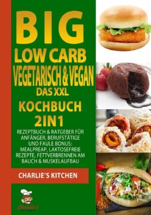 BIG Low Carb - Veggie & Vegan DAS 2in1 XXL RATGEBER & KOCHBUCH Was erwartet Sie in diesem Buch? (ACHTUNG: Zusammenfassung in nur EINEM SATZ) Wer sich die Artikelbeschreibung komplett ersparen möchte, für diejenigen versuche ich mein Buch in einem Satz zusammenzufassen: Sie machen eine Diät OHNE ES ZU MERKEN, bzw. OHNE AUF IHRE GEWOHNTEN GERICHTE VERZICHTEN ZU MÜSSEN! Für diejenigen, die eine ausführlichere Anleitung wünschen, werde ich in diesem Text eine knappe Einführung in meinem Buch schenken. Wie bereits angedeutet, bekommen Sie hier genau die Kochrezepte serviert, die Sie in der Regel vermeiden sollten, jedoch in einer gesunden Variante, wo diese ohne Konsequenzen verzehrt werden können. Sie machen quasi „keine Diät“ und können z.B. trotzdem von einer Gewichtsreduktion profitieren und, oder Muskulatur aufbauen, genauso können Sie sich auch einfach nur gesund ernähren, ohne dadurch auf irgendeiner Art und Weise darunter zu leiden. Genau deswegen habe ich dieses Buch geschrieben, denn hier bekommen Sie ALLE GERICHTE die Sie in einer Diät„nicht essen dürfen“ jedoch in einer GESÜNDEREN Variante auf einem Silber Tablet, bzw. innerhalb eines E-Book, oder Taschenbuch serviert. Welche Rezepte kommen vor? (Beispiele)? VEGANE & VEGETARISCHE VERSIONEN VON: Brote, Brötchen, Baguette-Sandwiches Pfannkuchen VEGGIE & VEGANE Aufstriche Focaccia Pizza Frikadellen Falafel Döner (Veggie Sandwich) Pasta, Gnocchi Lasagne Kartoffelpuffer VEGGIE Burger, Kroketten Kibbeh Süßspeisen: z.B. Pudding, Eiscreme Gebäck wie: Apfeltaschen, Amerikaner, und Schokoladensorten (Ersatz für sehr bekannte Schokoriegel-Sorten) Herzlichst, Ihr Charlie’s Kitchen Team.