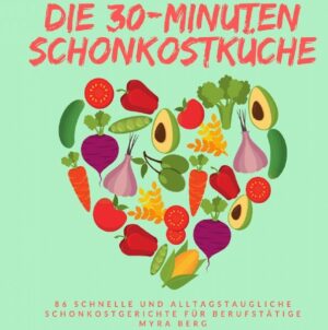 Ein Buch - 86 Rezepte - alle in maximal 30 Minuten fertig - 100% Geschmack. Schonkost muss nicht lange brauchen und aufwändig sein. Gerade Berufstätige sind zeitlich oft sehr eingespannt, möchten sich aber dennoch bewusst ernähren. Hier hilft dieses Buch mit einer bunten Auswahl verschiedenster Gerichte. Zügig und dennoch gesunde Küche: Probieren Sie zahlreiche, originelle Rezeptideen aus. Zaubern Sie in ihrer Küche leckere Snacks und Hauptspeisen im Handumdrehen. Wie wäre es mit einem leckeren Früchtesalat mit Nüssen zum Frühstück? Lust auf eine gebratene Banane aus dem Wok als Dessert? Auf der Suche nach schmackhaften Hauptspeisenideen bei spontanem Besuch? Soll es für das Lunchpaket bei der Arbeit sein und dennoch mehr als nur ein belegtes Brötchen werden? ...oder einfach entspannt mit den Liebsten das frisch Gekochte genießen, ohne stundenlang in der Küche zu stehen? Jetzt zuschlagen und Schonkost im Handumdrehen genießen! Gerade Berufstätige sind zeitlich oft eingespannt. Nach Feierabend möchte man einfach nur noch die Füße hochlegen und den Tag ausklingen lassen. Aber: Das Essen soll dennoch kein "billiges Fast Food" sein. Gut, wenn man gesunde Schonkostrezepte hat, die auch unter Zeitdruck gut gelingen. Auf zu neuen Schonkostgerichten - Das erwartet Sie: Sie erhalten alle Zutaten in herkömmlichen Supermärkten. Viele Rezepte, sodass für Jeden etwas dabei ist. Gesund Essen und Zeit sparen müssen sich nicht mehr gegenseitig ausschließen. Schluss mit gewöhnlichen Naschereien - Snacks können auch magen- und (relativ) figurenschonend sein. Selbst Kochanfänger können den Großteil der Rezepte problemlos nachkochen - ohne das die Gerichte "simpel" sind. Werden Sie noch heute zum Schonkostler - ohne stundenlang in der Küche stehen zu müssen . Schnell - Lecker - Schonkost!