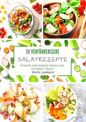 30 verführerische Salatrezepte für jeden Tag Von Artischockensalat über Gurken-Paprika-Salat bis hin zum Auberginen-Kichererbsen-Salat...stets formvollendeter Genuss. 30x leckere Salatgerichte... Wie wäre es mit einem Birnen-Früchte-Salat? Darf es ein Bohnensalat mit Kümmel sein? Auf der Suche nach schmackhaften Ideen mit Erdbeere? Soll es ein veganer Erbsen-Orangen-Salat sein oder doch ein Granatapfel-Quinoa-Salat? ...oder einfach mal ein Honigmelonensalat für den passionierten Melonenfan? Jetzt zuschlagen und mit Salatschüssel- und besteck bewaffnet leckere Gerichte zaubern!