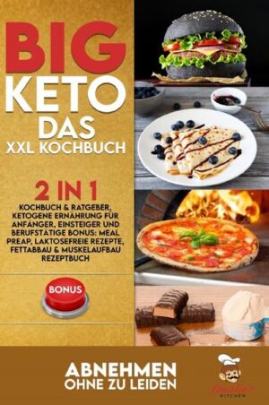 BIG Keto! - Abnehmen OHNE zu leiden (inkl. Diätplan) Was erwartet Sie in diesem Buch? (ACHTUNG: Zusammenfassung in nur EINEM SATZ) Wer sich die Artikelbeschreibung komplett ersparen möchte, für diejenigen versuche ich mein Buch in nur einem Satz zusammenzufassen: Sie machen eine Diät OHNE ES ZU MERKEN, bzw. OHNE EINE DIÄT ZU MACHEN! (KEIN Verzicht auf leckere Gerichte!) Für diejenigen, die eine ausführlichere Anleitung wünschen, werde ich in diesem Text eine knappe Einführung in meinem Buch schenken. Wie bereits angedeutet, bekommen Sie hier genau die Kochrezepte serviert, die Sie in der Regel vermeiden sollten, jedoch in einer gesunden Variante, wo diese ohne Konsequenzen verzehrt werden können. Sie machen quasi „keine Diät“ und können z.B. trotzdem von einer Gewichtsreduktion profitieren und, oder Muskulatur aufbauen, genauso können Sie sich auch einfach nur gesund ernähren, ohne dadurch auf irgendeiner Art und Weise darunter zu leiden. Genau deswegen habe ich dieses Buch geschrieben, denn hier bekommen Sie ALLE GERICHTE die Sie in einer Diät „nicht essen dürfen“ jedoch in einer GESÜNDEREN bzw. „ketogenen“ Variante auf einem Silber Tablet, bzw. innerhalb eines E-Book, oder Taschenbuch serviert. Welche Rezepte erwarten mich als Beispiel? Brot / Knäckebrot / Brötchen Marmelade / Haselnuss Creme (Aufstriche) Croissants Proteinriegel / Schokoriegel Gyros, Pommes Nuggets Pizza Pasta / Ital., Asia Nudeln Hamburger Hot Dogs Süßspeisen: z.B. Pudding, Milchreis Kokos Pralinen Ice Cream Crêpes Chips etc.