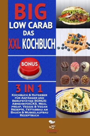 BIG Low Carb! - Abnehmen OHNE zu hungern (inkl. Diätplan) Was erwartet Sie in diesem Buch? (ACHTUNG: Zusammenfassung in nur EINEM SATZ) Wer sich die Artikelbeschreibung komplett ersparen möchte, für diejenigen versuche ich mein Buch in einem Satz zusammenzufassen: Sie machen eine Diät OHNE ES ZU MERKEN, bzw. OHNE AUF IHRE GEWOHNTEN GERICHTE VERZICHTEN ZU MÜSSEN! Für diejenigen, die eine ausführlichere Anleitung wünschen, werde ich in diesem Text eine knappe Einführung in meinem Buch schenken. Wie bereits angedeutet, bekommen Sie hier genau die Kochrezepte serviert, die Sie in der Regel vermeiden sollten, jedoch in einer gesunden Variante, wo diese ohne Konsequenzen verzehrt werden können. Sie machen quasi „keine Diät“ und können z.B. trotzdem von einer Gewichtsreduktion profitieren und, oder Muskulatur aufbauen, genauso können Sie sich auch einfach nur gesund ernähren, ohne dadurch auf irgendeiner Art und Weise darunter zu leiden. Genau deswegen habe ich dieses Buch geschrieben, denn hier bekommen Sie ALLE GERICHTE die Sie in einer Diät„nicht essen dürfen“ jedoch in einer GESÜNDEREN Variante auf einem Silber Tablet, bzw. innerhalb eines E-Book, oder Taschenbuch serviert. Welche Rezepte kommen vor? (Beispiele)? (BONUS: Es sind auch VEGETARISCHE & VEGANE Gerichte vorhanden!) Brote, Brötchen, Baguette-Sandwiches Eierkuchen, Pfannkuchen, Pancakes, Crêpes Haselnuss Crème, Marmelade (Aufstriche) Flammkuchen Pizza Frikadellen Lahmacun (Türkische Pizza) Döner (Kebab Sandwich) Gyros Pita Pasta, Gnocchi Lasagne Kartoffelpuffer Double BIG Hamburger, Pommes Mexico, Asia, China Küche Süßspeisen: z.B. karamelisierte Mandeln, Pudding, Milchreis Karamel / Joghurt / Milchschokolade (Ersatz für sehr bekannte Schokoriegel-Sorten) Tiramisu, Ice Cream Torten Herzlichst, Ihr Charlie’s Kitchen