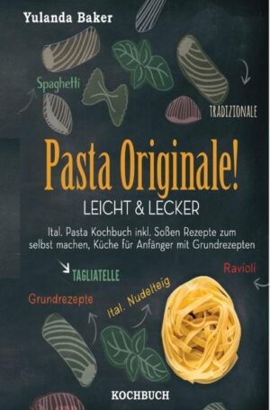 Pasta Originale! Leicht & Lecker Nudeln lassen sich dank der internationalen Küche heute in vielen unterschiedlichen Geschmackssorten erwerben. Frisch aus dem Kühlregal, getrocknet oder tiefgefroren gibt es Teigtaschen, Maultaschen und andere leckere Gerichte. Doch nur selbstgemacht ist es doch die wahre Kunst. Nudeln selbst zu machen klingt nach viel Arbeit und einer großen Anschaffung in puncto Küchengeräte. Doch dem ist nicht so, denn+ die meisten Nudelrezepte basieren auf einem einfachen Grundrezept. Mehl und Eier oder auch Wasser spielen dabei meist eine Rolle. In diesem Buch soll es nun um die Nudel-Vielfalten dieser Welt gehen. Ob in China, Indien oder Deutschland, die Nudel ist und bleibt eine beliebte Speise. Mit diesem Buch möchte ich Dir nun aufzeigen, welche Nudelsorten es gibt, wie man diese herstellt und optimiert und welche leckeren Nudelgerichte mit selbstgemachten Nudeln gezaubert werden können. Außerdem stelle ich Dir ein paar internationale Nudelgerichte vor, die etwas neuen Schwung in Deine Küche bringen werden. Ob gefüllt, pur oder mit einer leckeren Soße, Nudeln werden demnächst garantiert auch Deinen Alltag bestimmen. Ich wünsche Dir nun viel Spaß beim Ausprobieren und beim Experimentieren. Viel Freude mit dem Buch und vor allem den Rezepten. Guten Appetit & bleib gesund. Deine Yulanda Baker, leidenschaftliche Köchin