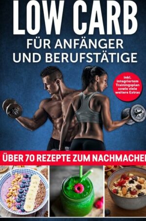 Ein Low Carb Ratgeber mit Integriertem Trainingsplan sowie viele weiteren Extras: über 70 Rezepte zum Nachmachen Gewicht zu verlieren und endlich in Top-Form zu sein, ist ein Ziel, das Du erreichen kannst. Du hast richtig gehört. Einen guten Körper kannst Du dir erarbeiten. Alles was Du dazu benötigst ist Wille zur Veränderung. Die restlichen Parameter liefert Dir dieser Ratgeber. Der Beruf spannt die meisten Menschen ein. Du verbringst einen nennenswerten Anteil Deines Tages mit Arbeit. Dazu kommen familiäre und andere Verpflichtungen, denen Du täglich nachkommen musst. Das Pensum ist entsprechend hoch. Selten bleibt Zeit für Deine Vorhaben. Viele platzen wie Seifenblasen. Auf Dauer frustriert das. Perfekt. Alleine Die Tatsache, dass dieser Ratgeber Deine Aufmerksamkeit erregt hat, zeigt wie sehr Du dich nach einer Veränderung sehnst. Vielleicht haben Dir bisher die Ressourcen gefehlt. Du wusstest nicht, wie und wo Du anfangen sollst. Damit ist nun Schluss. Dieser Ratgeber gibt Dir eine Ernährungsweise an Die Hand, die Deinen Körper beflügelt. Inhalt des Textes ist die Low Carb Ernährungsweise. Unter anderem werden die folgenden Themen behandelt: Low Carb  Was hat es damit auf sich? Fett verbrennen und Muskeln aufbauen Ein Trainingsplan mit 10 Übungen zum Muskelaufbau Du erhältst eine Schritt für Schritt Erklärung, wie Du dein Ziel trotz einem anstrengendem Alltag erreichst Die Inhalte sind auf die Bedürfnisse und Verpflichtungen von Berufstätigen ausgerichtet, sodass Sie sich wunderbar den täglichen Aufgaben unterordnen Ganz egal, ob Du Mutter oder Vater bist, Vollzeit oder Teilzeit arbeitest oder Dein eigenes Unternehmen führst  Die Grundlagen der Low Carb Ernährung sind simpel und erfolgsversprechend Du lernst Dich ausgewogen zu ernähren, Muskeln aufzubauen und Gewicht zu verlieren "Low Carb für Anfänger und Berufstätige: Inkl. Integriertem Trainingsplan sowie viele weiteren Extras