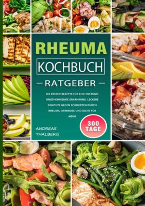 300 Tage Rheuma Ratgeber/ Kochbuch Entzündungshemmende Ernährung bei Rheumatoider Arthritis, Osteoarthritis & Gicht, 100+ hilfreiche und leckere Rezepte 350 Millionen Menschen weltweit leiden laut Schätzung an Rheuma. Alleine in der Bundesrepublik werden die Zahlen auf ungefähr 1,5 Millionen Erwachsene sowie rund 20.000 Kinder geschätzt. Doch was können diese Betroffenen tun? Dieses Buch eignet sich hervorragend für Sie, wenn…Sie einer dieser Betroffenen sind und Sie mehr über das Thema Rheuma erfahren wollen, Sie auf der Suche nach mehr Informationen zu Rheumatoider Arthritis, Osteoarthritis & Gicht sind, Sie passende Rezepte für die Umsetzung in die Praxis suchen.