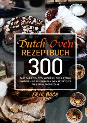 300 Tage Dutch Oven Rezeptbuch Mit dem Dutch Oven, bekommt das Outdoor Kochen ein besonderes Flair. So lassen sich mit dem Feuertopf, wie er auch genannt wird, besonders deftige und aromatische Gerichte zubereiten. Egal ob beim Camping, Lagerfeuer oder im Garten, das rustikale Garerlebnis, kann von überall genossen werden. Der Dutch Oven, ist durch seine simple Bedienungsweise und den vielen Zubereitungsmöglichkeiten, eine super Alternative zum normalen Grill. In diesem Kochbuch, werden Sie viele köstliche Rezeptideen und hilfreiche Tipps und Tricks, rund um den Dutch Oven finden.