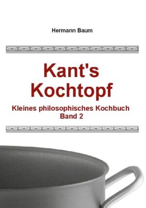 Wie schon in Platons Bratpfanne, so stehen auch in Kants Kochtopf 33 Philosophen zum Nachdenken und ebenso viele Rezepte zum Nachkochen. Wiederum sind es Rezepte der jeweils regionalen Küche, d.h. Rezepte, nach denen in den Regionen gern gekocht wurde und wird, in denen die Geburtsorte jener Philosophen liegen. Vielleicht versteht man auch das Denken des Anaxagoras leichter, wenn man das Rezept zu Sesamkekse mit Nous gelesen und ausprobiert hat. Gleiches gilt selbstverständlich für Aristoteles und die hylemorphistische Lammkeule, für Seneca und den apathischen Ochsenschwanzbraten und all die anderen Philosophen und Rezepte. Und ebenso ist schließlich auch Kants Kochtopf gedacht für Menschen, die wissen möchten, was berühmte Philosophen gedacht haben, aber beim Lesen nicht den Appetit verlieren, sondern auf den Geschmack kommen wollen.