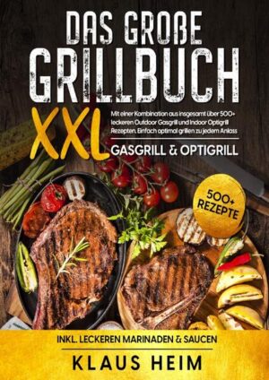 Dieses Grill-Kochbuch ist voll von köstlichen, leicht zuzubereitenden Rezepten! Mit über 500+ Rezepten zur Auswahl, finden Sie in diesem Kochbuch bestimmt das, wonach Sie suchen... Das richtige Zubehör…. Grillhandschuhe Gut isolierte Handschuhe sind beim Grillen von unschätzbarem Wert. Sie schützen Ihre Hände vor heißen Fettspritzern, wenn das Grillgut gewendet wird. Achten Sie beim Kauf dieser Handschuhe darauf, dass sie lang genug sind, um das Handgelenk und nach Möglichkeit auch einen Teil des Unterarms zu schützen. Grillschürze Die kochende Person sollte immer eine Schürze aus festem Stoff tragen, um die Kleidung und die nackte Haut vor heißen Fettspritzern zu schützen. Die Schürze darf keine Kunstfasern enthalten, da diese leicht entflammbar sind. Grillzange Mit einer robusten Grillzange lassen sich Fleischstücke jeder Größe leicht wenden. Bitte verwenden Sie zum Wenden des Fleisches keine Gabel, da diese das Fleisch einstechen und den Saft austreten lassen würde, so dass es trocken wird. (mehr Informationen finden Sie im Buch) Sie sind auf der Suche nach … ✅ 500+ leckeren Grill-Rezepten (Fleisch, Fisch, Frühstück, Snacks, Desserts, Gemüse uvm.) ✅ Einführung in das Thema (Gasgrill & Optigrill) ✅ Mit einer großen Vielfalt an Indoor-und Outdoor Grill-Rezepten. ✅ Inklusive leckeren Dips & Saucen-Rezepten Leckere Gerichte und gute Anhaltspunkte gefällig? Dann greifen Sie jetzt zu!