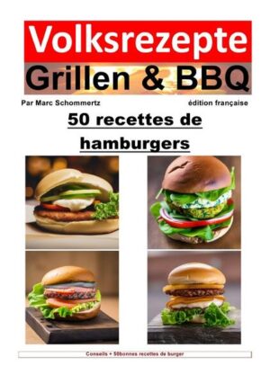 Bienvenue dans mon livre "50 Burger Recipes" de la série de livres "Grilling and BBQ People's Recipes". Je m'appelle Marc Schommertz et je ne suis pas seulement un auteur passionné, mais aussi un passionné de cuisine amateur. Dans ce livre, je voudrais vous présenter une variété de délicieuses recettes de grillades de hamburgers spécialement développées pour le grill. Les burgers sont devenus une véritable icône de la cuisine internationale au cours des dernières décennies. Créés à l'origine aux États-Unis, les burgers se sont maintenant répandus dans le monde entier et font désormais partie intégrante de tout bon plan de repas. Mais qu'est-ce qui fait un bon burger ? Quelles sont les différences entre les différents types de burgers ? Et comment arrondir parfaitement nos burgers avec les bons toppings, sauces et garnitures ? La partie principale de ce livre se compose de 50 recettes de grillades variées qui ont été spécialement développées pour le gril. Vous y trouverez des burgers classiques comme le cheese burger et le BBQ bacon burger, mais aussi des variantes créatives comme le burger suisse aux champignons ou le burger au guacamole. Chaque recette est expliquée en détail et comprend tous les ingrédients et étapes nécessaires pour préparer le burger parfait. J'espère que ce livre vous aidera à développer vos compétences culinaires et à découvrir de nouvelles saveurs sur le gril. Que vous soyez un maître du gril chevronné ou que vous fassiez vos premiers pas dans le monde des grillades, Burger Recipes vous fournira une mine d'idées et d'inspiration. J'espère que vous apprécierez lire et essayer les recettes. Laissez-vous surprendre par les saveurs et les combinaisons et profitez du monde des burgers grillés !