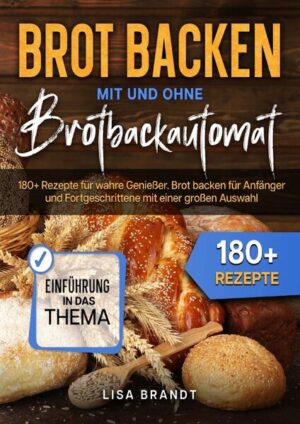 Eine super Investition und bestes Brot genießen Wenn man einen Brotbackautomat einsetzt, bringt das einige Vorteile gegenüber gekauftem oder im Ofen selbst gebackenen Brot: - Es gibt verschiedene Programme für jede Art von Brot - im Ihrem Brot befinden sich nur die Inhaltsstoffe, die man auch selbst hineingibt - Es gibt keine Zusätze oder Backhilfsmittel - Ihr Brot ist immer frisch (Die Brotbackautomat Rezepte helfen Ihnen dabei) - Ihr Brot lässt sich nach individuellem Geschmack herstellen Bei jedem Brotbackautomaten gibt es unterschiedliche Programme, die Ihnen die vielfältige Nutzung erleichtern. Möchten Sie beispielsweise frische Krapfen, Pizza oder Baguette backen, die Sie nicht in der integrierten Brotbackform ausbacken können, kann Ihnen das Teigprogramm einer Brotbackmaschine sehr hilfreich sein. Sie geben einfach die notwendigen Zutaten, wie Mehl, Flüssigkeit, Hefe (entsprechend Ihres ausgewählten Rezepts) in die Teigform von Ihrer Brotbackmaschine und starten das Teigprogramm. Je nach Modell, ist der frische Hefeteig bereits nach ca. 1,5 Stunden nicht nur gut durchgeknetet, sondern auch gegangen, sodass Sie ihn gleich, wie gewünscht weiterverarbeiten können. Sie können dann Ihre Krapfen kugeln und in der Fritteuse ausbacken, den Pizzateig auf dem Blech verteilen, belegen und im Backofen backen oder Ihren Baguetteteig zu einem Rechteck ausrollen, aufrollen, einschneiden und im Backofen aufbacken. Sind Sie auf der Suche nach … ✅ 180+ leckeren Brot Rezepten ✅ Tipps für den Brotbackautomaten ✅ Den richtigen Zutaten ✅ Spaß und Freude neues zu probieren ✅ Nach jeder Menge Vielfalt und Brot backen für Anfänger BROT gefällig? Dann greifen Sie jetzt zu!