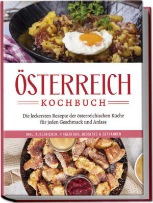 Österreich-Rezeptbuch: Bodenständige, raffinierte und alltagstaugliche Leckereien aus dem Genussland in den Alpen Wer schon einmal in Österreich gegessen hat, der weiß: Die kleine Alpenrepublik punktet mit ganz großem Geschmackskino und zwischen mächtigen Berggipfeln warten einzigartige kulinarische Höhepunkte. Reichhaltiges Schlemmen in allen Facetten hat bei unseren südlichen Nachbarn jahrhundertelange Tradition und wenn Sie mit Tafelspitz, Topfen & Co. nicht bis zum nächsten Urlaub warten wollen, dann holen Sie sich mit diesem Kochbuch original österreichischen Genuss ganz einfach in die heimische Küche. Kaiserschmarrn, Wiener Schnitzel oder Sachertorte haben mittlerweile Weltruhm erlangt, doch auch abseits der Berühmtheiten der Wiener Küche hat das kleine Land reichhaltige Speisevielfalt im Angebot. Und da herrscht durchaus internationales Flair, denn aus Kaiserreichzeiten stammen jede Menge kulinarische Einflüsse aus Ländern wie Tschechien, Ungarn, Polen oder Dalmatien. Wer eine breite Palette an unterschiedlichsten Geschmäckern genießen will, der kommt an der österreichischen Küche also nicht vorbei, und mit den Rezepten in diesem Buch wird diese im Handumdrehen alltagstauglich. Einfache, günstige und lokale Lebensmittel bilden die unkomplizierte Basis für jede Menge Suppen, Salate, Fleischgerichte, Fischspeisen, Veggie-Spezialitäten und natürlich legendäre Süßspeisen - üppige Auswahl für alle Vorlieben. Die Alpenküche hat einen reichhaltigen Ruf? Keine Sorge - für Diätwillige ist sie zwar wohl nicht die erste Wahl, aber trotzdem bietet sie mit allerlei Salaten, vegetarisch-veganen Leckerbissen oder feinen Fischgerichten auch jede Menge Genuss im leichteren Bereich und dank kinderleichter Schritt-für-Schritt-Rezepte stehen all die Köstlichkeiten im Nu auf dem Tisch. Frühstücks- und Brotzeitideen: Mit Frühstückskipferl, Wiener Gabelfrühstück-Varianten, Grüne-Welle-Brot oder Liptauer Aufstrich werden Tagesstart und Jause gleichermaßen geschmackvoll. Salate, Suppen & Snacks: Steirischer Vogerlsalat, Bierkutschersalat, Lungauer Schnapssuppe oder Almraungerl eignen sich perfekt für den kleinen Hunger. Deftiges mit Fleisch & Fisch: Kalbsfaschiertes mit Krautauflauf und Maroni, Almtaler Horuck-Bratl, Forellengröstl oder Waldviertler Mohn-Karpfen bringen Österreich-Feeling pur auf den Teller. Raffiniert und fleischfrei: Bei Kürbisnockerl, Käspressknödeln, gerösteten Eierschwammerln oder Wiener Krautfleckerln schlagen vegetarisch-vegane Herzen höher. Sündig, süß, verführerisch: Mit Marillenknödeln, veganem Schokoladen-Schmarrn, Rüscherl oder Kürbispunsch mit Zirbenschnaps genießen Sie erlesene Glücksmomente auf österreichische Art. Dieses Kochbuch liefert Ihnen österreichische Schlemmertradition frei Haus und sorgt für einzigartige kulinarische Erlebnisse aus den Alpen. Ob Sie schöne Skiurlaub-Erinnerungen aufleben lassen möchten, eingefleischter Fan der Nachbarküche sind oder einfach gerne für Abwechslung bei Tisch sorgen - hier werden Sie reichlich fündig.