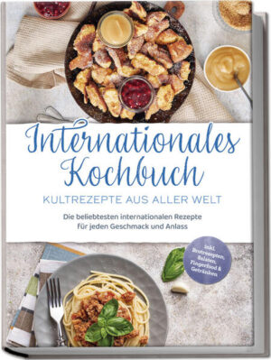 Kult-Kochbuch: Internationale, landestypische und legendäre Rezepte aus aller Welt und für jeden Geschmack Französische Crêpes, griechischer Bauernsalat, italienische Spaghetti Bolognese oder Frankfurter Grüne Sauce - Gerichte wie diese haben längst Weltruhm erlangt und werden rund um den Globus geliebt. Wenn Sie alle möglichen Aushängeschilder lokaler Küchentraditionen nach Original-Art genießen möchten, dann haben Sie mit diesem Buch einen Volltreffer gelandet: Jede Menge Kultrezepte aus aller Welt zum kinderleichten Nachkochen! Jedes Land, jede Region und manchmal sogar jede Stadt hat ihre ganz eigene Kochkultur, die auf typischen Zutaten, typischer Zubereitungsart und typischen Speisevorlieben beruht. Ob Kaiserschmarrn, Börek, Cheeseburger, Kartoffelsalat oder Pizza - diese Gerichte lassen sich sofort bestimmten Traditionen zuordnen. Zusammen mit landesüblichen Zutaten ergeben sie dann Kultrezepte, die internationale Beliebtheit erlangen, und wenn Sie bekannte Klassiker und auch weniger bekannte Kult-Hits mit Originalgeschmack genießen möchten, bietet dieses Buch Ihnen eine Riesenauswahl an Frühstücksideen, Vorspeisen, Hauptgerichten, Desserts und vielem mehr. Dank internationaler Vielfalt kommen dabei Fleisch- und Fischfans genauso auf ihre Kosten wie Freunde des vegetarisch-veganen Genusses. Und wie ist das mit Original-Zutaten? Keine Sorge! Zwar liegt vielleicht nicht alles beim Discounter um die Ecke bereit, doch dank Onlinehandel, türkischem Supermarkt & Co. ist es mittlerweile ein Kinderspiel, alles Benötigte ganz einfach zu besorgen, und mit den leicht nachzukochenden Schritt-für-Schritt-Rezepten gelingen auch die exotischsten Leckereien problemlos. Kultiger Tagesstart: Österreichische Sterz-Pfanne, American Pancakes, Schottischer Haferbrei oder französisches Käse-Schinken-Croissant sorgen gleich am Morgen für reichlich Energie. Suppen, Salate & Snacks: Hawaii-Curry-Salat, sizilianischer Orangensalat, finnische Lachssuppe oder amerikanische Süßkartoffelpommes bringen jede Menge Abwechslung für den kleinen Hunger. Brotideen aus aller Welt: Österreichisches Bierbrot, Indisches Pfannenbrot, mexikanische Guacamole oder griechische Bohnencreme sorgen für internationales Brotzeit-Flair. Fleisch- und Fischspezialitäten: Mit Texanischem Chili con Carne, Schweizer Butter-Hähnchenschenkel, spanischen Garnelen-Wraps oder sizilianischem Fischauflauf wird’s herzhaft, deftig und sättigend. Veggie-Hauptspeisen: Die Schlemmertraditionen der Welt halten mit finnischen gefüllten Gurken, Tiroler Spinatknödeln, Kaukasus-Polenta oder türkischen Feta-Börek reichlich vegetarisch-vegane Köstlichkeiten bereit. Süßes & Getränke: Mit thailändischem Kokos-Eis, österreichischem Palatschinken, indischer Goldener Milch oder asiatischem Chai Masala erleben Sie jederzeit kleine, feine Genießermomente. Dieses Kochbuch präsentiert Ihnen Kultrezepte von allen Kontinenten und überrascht Sie immer wieder mit neuen Geschmackskreationen. Ob Sie Fan legendärer Klassiker sind, schon immer ein paar Originalrezepte suchen oder einfach neugierig auf kulinarische Besonderheiten sind - hier werden Sie reichlich fündig.