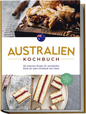 Australisches Kochbuch: Köstliche, abwechslungsreiche und unkomplizierte Leckereien für Down-Under-Flair im Alltag Für Beuteltiere, Giftschlangen und atemberaubende Landschaften ist Australien berühmt und gerade junge Leute aus aller Welt schätzen den einzigartigen Lifestyle - aber haben Sie sich schon einmal gefragt, was in „Oz” eigentlich so gegessen wird? Bei Tisch treffen Sie nämlich auf einzigartig internationale Vielfalt, also schnappen Sie sich dieses Buch und erkunden Sie Down Under auf dem kulinarischen Weg! Britische Siedler, Einwanderer aus Thailand und China sowie europäische Speisetraditionen: Australien ist zwar eine Insel, die zudem denkbar weit von den restlichen Teilen der Welt entfernt ist, doch trotzdem zeichnet sich seine Küche vor allem durch internationalen Einfluss aus. Dazu kommen eine einzigartige Tierwelt, die auch mal Känguru, Riesenkrabbe oder Emu auf den Speiseplan bringt, sowie die reichen Gaben des Ozeans ringsum - und so ergibt sich eine einzigartige Küchenkombination, die modern, exotisch und alltagstauglich zugleich ist. Ob reichhaltiges BBQ, erlesene Fischspezialitäten, Fast-Food-Leckereien für den entspannten Way of Life oder knackig-frische Salate, hier finden Foodies aller Geschmacksrichtungen reichlich Auswahl. Straußensteaks gibt’s bei Ihrem Metzger nicht? Keine Sorge! Zahlreiche Leckereien basieren auf bodenständigen Zutaten und falls es doch einmal etwas Spezielles sein darf, werden Sie problemlos im Onlinehandel fündig. Dazu gelingen die kinderleichten Rezepte auch Anfängern und sorgen im Handumdrehen für lässiges Oz-Flair bei Tisch. Frühstücks- und Brotleckereien: Starten Sie mit Pikelets, Bananen-Porridge, Kokosbrot oder Feenbrot voller Geschmack in den Tag. Für den kleinen Hunger: Laksa-Curry-Fish-Soup, Shiitake-Spieß, Wombok-Salat und australische Maispuffer eignen sich perfekt als Vorspeise, Beilage oder Snack. Australien pur: Mit Dips, Saucen oder Gewürzmischungen wie Mango-Chutney, Avocado-Mus, Chicken Salt West Coast Blend oder Gourmet Blend bringen Sie authentischen Oz-Geschmack auf den Teller. Hauptgerichte mit Fisch & Fleisch: Bei australischen Aprikosenhühnchen, Straußengeschnetzeltem, Ofen-Snapper oder Austern-Kilpatrick zeigt sich der Kontinent von seiner herzhaft-deftigen Seite. Veggie-Hits: Vegetarier und Veganer kommen bei Black-Bean-Burger, Spaghetti Jaffle, Karottenkuchen oder Kartoffel Frites auf ihre Kosten. Für Naschkatzen: Genießen Sie mit Pavlova, Lamingtons, Lemon Delicious oder australischem Käsekuchen süße Glücksmomente. Begeben Sie sich mit diesem Kochbuch auf eine Genussreise durch Down Under und erkunden Sie die australische Wildnis von ihrer kulinarischen Seite. Ob entdeckungslustiger Food-Traveler, Australienfan oder Hobbykoch mit Lust auf Neues - holen Sie sich hier jede Menge leckere Inspirationen!