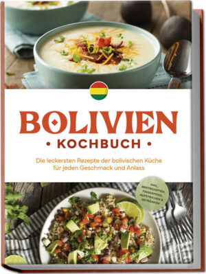 Bolivianisches Kochbuch: Würzige, reichhaltige und vielfältige Genuss-Ideen aus dem Land zwischen Anden und Amazonas Trotz 21. Jahrhundert und Globetrotter-Lifestyle hat es Bolivien bislang noch nicht unter die Top-Ziele Südamerikas geschafft - und auch seine Küche ist kaum bekannt. Jammerschade, denn das geografisch ganz besondere Land kann mit einer ebenso außergewöhnlichen Kulinarik aufwarten und mit diesem Kochbuch erleben Sie den Genuss ganz einfach in Ihren eigenen vier Wänden! Eingebettet zwischen den schneebedeckten Gipfeln der Anden und den saftig-üppigen Weiten des Amazonas hat sich in Bolivien eine ganz besondere Küchenkultur entwickelt: Herzhaft-sättigende Gerichte mit reichlich Fleisch, Quinoa und Kartoffeln versorgen im rauen Bergland mit reichlich Energie, während im Süden frischer Fisch, knackiges Gemüse und tropische Früchte wie Mango, Papaya und Banane auf den Teller kommen. Zusammen mit der einzigartigen Mischung aus den Traditionen der Aymara- und Quechua-Ureinwohner, den Einflüssen der spanischen Konquistadoren sowie Inspirationen italienischer, deutscher oder japanischer Einwanderer hat sich hier eine Küche entwickelt, die für alle Geschmäcker reichlich Auswahl in petto hat und zudem mit einzigartiger Geschmacksfülle glänzt. Ob Fleischesser, Fischfreund, Veggie oder Süßschnabel, in diesem Buch finden Sie eine Riesenauswahl für jeden Anlass und erleben bekannte Zutaten in völlig neuem Gewand. Exotische Zutaten? Keine Sorge! Denn viele Lebensmittel finden Sie längst auch hierzulande im gut sortierten Einzelhandel und einzelne Spezialitäten können Sie entweder online beziehen oder dank praxiserprobter Tipps ganz einfach ersetzen. Frühstück & Brote: Mit Trancapecho-Schnitzelsandwich, lila Maisgetränk mit Käseteigfladen, bolivianischem Fladenbrot oder Tantawawa-Totenbrot starten Sie voller Energie in einen langen Tag. Vorspeisen, Beilagen & Kleinigkeiten: Quinoasalat, Nudelsuppe mit Chili, Salsa de Maní-Erdnusssauce oder gefüllte Kartoffeln runden jedes Menü ab oder helfen gegen den kleinen Hunger. Herzhaft-deftige Fleisch- & Fischgerichte: Cochabamba-Schnitzel, Fleischeintopf aus Tarija, Lachs in Maracujasauce oder Palmherz-Ceviche mit Garnelen machen satt und liefern jede Menge Geschmack. Vegetarisch-vegane Spezialitäten: Bei Quinoa-Käse-Kuchen, bolivianischer Kartoffeltortilla, Pilz-Fricasé oder Mangold-Empanadas werden nicht nur Veggies rundum glücklich. Süßes & Getränke: In bolivianischen Tawa-Tawas-Donuts, Zimteis, Somó-Maisbier oder getrockneter Pfirsich-Limonade zeigt sich Bolivien von seiner genussvollen Seite. Entdecken Sie mit diesem Buch die reiche Vielfalt der bolivianischen Küche und erleben Sie bekannte Zutaten auf ganz neue Art. Ob Sie eine Bolivien-Reise planen, Südamerika-Fan sind oder bei Tisch einfach gerne Neues entdecken - hier werden Sie in jedem Falle fündig.