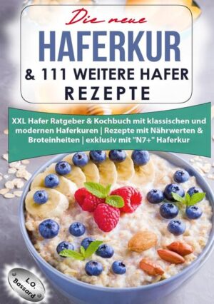 Sie interessieren sich für eine Haferkur und wollen den maximalen Nutzen daraus ziehen? In diesem Haferkur-Buch finden Sie moderne und klassische Haferkuren, genaue Anleitungen + viele wertvolle Tipps, um sofort durch zu starten. Hunderttausende Menschen weltweit mit Diabetes, Gewichtsproblemen, hohem Blutdruck, hohen Cholesterinwerten, Stoffwechselproblemen und den verschiedensten Darm-/Magenproblemen haben entscheidend von einer Haferkur und von gesunden Hafer Rezepten profitiert. Möchten auch SIE die magischen Wirkungen des Superfoods Hafer kennen lernen? -> Beim Erwerb dieses Buches profitieren Sie unter anderem von folgenden Top 5 Vorteilen: + Exklusiv: Nährstoff optimierte moderne Haferkur "N7+": Die einzige Haferkur, die Sie ohne Bedenken auch länger als ein paar Tage machen können, ohne Nährstoff Mängel befürchten zu müssen. + Vorstellung und Anleitung der beliebten klassischen Haferkuren: Belegter Nutzen durch Jahrzehnte lange Erfahrungen, ideal für Menschen mit wenig Zeit! + 111 leckere Hafer Rezepte: Große Auswahl aus 9 Rezept Kategorien: Da ist für jeden Anlass und für jede Jahreszeit was für Sie dabei! Viele "Express-Rezepte", die schnell zubereitet sind. + Spielend einfach Ihre Fitness, Wohfühl- und Gesundheits-Ziele erreichen! + Ausführlicher Ratgeberteil mit spannenden Infos, übersichtlichen Tabellen, Grafiken und praktischen Tipps. Sie wollen sich selber von dem Nutzen einer Haferkur überzeugen? Mit der detaillierten Anleitung des Autors Leonardo Oliver Bassard stellen Sie sicher, dass Sie das volle Potential aus einer Haferkur rausholen werden und die investierte Zeit gut genutzt ist! Drücken Sie oben rechts auf "Jetzt kaufen" & sichern Sie sich noch heute Ihre eigene Haferkur Buch Ausgabe! Machen Sie jetzt einen Schritt zu einem gesünderen Leben!