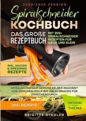 Dieses Spiralschneider-Kochbuch ist voll von köstlichen, leicht zuzubereitenden Rezepten! Mit über 202+ Rezepten zur Auswahl, finden Sie in diesem Kochbuch bestimmt das, wonach Sie suchen... Die Technologie bahnt sich ihren Weg... durch unser Leben und hält auch in unserer Küche Einzug. Es gibt neuere Arten von Küchenhelfern und Geräten, die es einfacher machen, gesundes Essen zu Hause zuzubereiten. Ein Spiralschneider ist eine kostengünstige, benutzerfreundliche Schneidemaschine mit einer Auswahl an Klingen, mit denen Sie aus Gemüse und Obst eine Vielzahl verschiedener Spiralen, Nudeln und Bänder herstellen können. Das Spiralisieren kann Ihnen dabei helfen, Zeit zu sparen, da Obst und Gemüse mit einem Spiralschneider sehr schnell und einfach zubereitet werden kann. Ein Spiralschneider ist... das ideale Gerät für gesundheitsbewusste Köche, da Sie Kohlenhydrate wie Nudeln und Reis einsparen können, indem Sie sie durch spiralisiertes Obst und Gemüse ersetzen. Zeitersparnis Spart zweifellos Zeit, da das Hacken und Schneiden des Gemüses entfällt. Sie brauchen nicht ewig in der Küche zu stehen, um eine leckere und gesunde Mahlzeit für Ihre Familie zuzubereiten. Der Spiralschneider verkürzt die Zeit, die für die Zubereitung des Gemüses benötigt wird, so dass Sie das Gemüse einfach spiralisieren und in den Kochtopf geben können. (mehr Informationen finden Sie im Buch) Sie sind auf der Suche nach … ✅ 202+ leckere Spiralschneider-Rezepte (u.a. Frühstück, Fischergerichte, Fleischgerichte, Suppen, Snacks, Desserts uvm.) ✅ Kurze Einführung in das Thema ✅ Den richtigen Zutaten zum Kochen ✅ Inklusive einer Vielzahl von Saucen & Dressing Rezepten Leckere Gerichte und gute Anhaltspunkte gefällig? Dann greifen Sie jetzt zu!