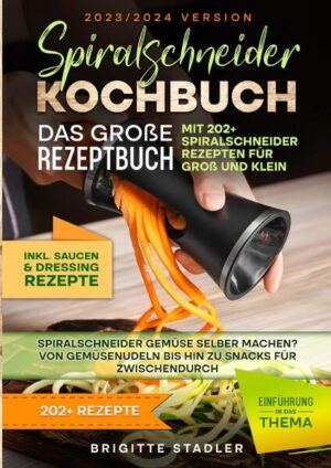 Dieses Spiralschneider-Kochbuch ist voll von köstlichen, leicht zuzubereitenden Rezepten! Mit über 202+ Rezepten zur Auswahl, finden Sie in diesem Kochbuch bestimmt das, wonach Sie suchen... Die Technologie bahnt sich ihren Weg... durch unser Leben und hält auch in unserer Küche Einzug. Es gibt neuere Arten von Küchenhelfern und Geräten, die es einfacher machen, gesundes Essen zu Hause zuzubereiten. Ein Spiralschneider ist eine kostengünstige, benutzerfreundliche Schneidemaschine mit einer Auswahl an Klingen, mit denen Sie aus Gemüse und Obst eine Vielzahl verschiedener Spiralen, Nudeln und Bänder herstellen können. Das Spiralisieren kann Ihnen dabei helfen, Zeit zu sparen, da Obst und Gemüse mit einem Spiralschneider sehr schnell und einfach zubereitet werden kann. Ein Spiralschneider ist... das ideale Gerät für gesundheitsbewusste Köche, da Sie Kohlenhydrate wie Nudeln und Reis einsparen können, indem Sie sie durch spiralisiertes Obst und Gemüse ersetzen. Zeitersparnis Spart zweifellos Zeit, da das Hacken und Schneiden des Gemüses entfällt. Sie brauchen nicht ewig in der Küche zu stehen, um eine leckere und gesunde Mahlzeit für Ihre Familie zuzubereiten. Der Spiralschneider verkürzt die Zeit, die für die Zubereitung des Gemüses benötigt wird, so dass Sie das Gemüse einfach spiralisieren und in den Kochtopf geben können. (mehr Informationen finden Sie im Buch) Sie sind auf der Suche nach … ✅ 120+ leckere Spiralschneider-Rezepte (u.a. Frühstück, Fischergerichte, Fleischgerichte, Suppen, Snacks, Desserts uvm.) ✅ Kurze Einführung in das Thema ✅ Den richtigen Zutaten zum Kochen ✅ Inklusive einer Vielzahl von Saucen & Dressing Rezepten Leckere Gerichte und gute Anhaltspunkte gefällig? Dann greifen Sie jetzt zu!