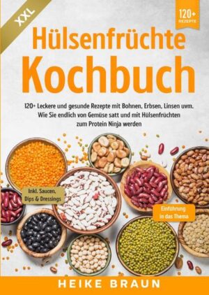 Dieses Hülsenfrüchte-Kochbuch ist voll von köstlichen, leicht zuzubereitenden Rezepten! Mit über 120+ Rezepten zur Auswahl, finden Sie in diesem Kochbuch bestimmt das, wonach Sie suchen... Gesunde Lebensmittel… …scheinen manchmal unerschwinglich zu sein, aber das muss nicht sein. Ein Beispiel: Hülsenfrüchte, die Familie der Lebensmittel, zu der Bohnen, Erbsen und Linsen gehören. Hülsenfrüchte sind nicht nur ein wahres Kraftpaket an Nährstoffen, sie sind auch preiswert, im Handel leicht zu finden und vielseitig genug, um in einer Vielzahl von Gerichten verwendet zu werden. Sie liefern Nährstoffe in einer Form, die preiswert, gut lagerbar und köstlich ist. Sie sind eine erschwingliche Möglichkeit, eine Mahlzeit zu "strecken", indem sie für sehr wenig Geld mehr Nährstoffe und mehr Volumen bieten. Hülsenfrüchte in ihren vielen Formen sollten Sie auf jeden Fall auf Ihrem Radar haben, wenn Sie versuchen, Ihren Fleischkonsum zu reduzieren. Bohnen und Linsen sind dank ihres Nährstoffprofils Grundnahrungsmittel in der pflanzlichen Ernährung, und Hülsenfrüchte können in fast jedem Gericht einen proteinreichen Ersatz für Fleisch bieten. Was sind Hülsenfrüchte? Hülsenfrüchte sind alle Pflanzen aus der botanischen Familie der Fabaceae (oder Leguminosae). Aber für den Laien sind Hülsenfrüchte in der Regel eine Schote mit einem Samen darin, und der Samen ist der Teil, den wir essen (auch bekannt als Hülsenfrucht). (mehr Informationen finden Sie im Buch)