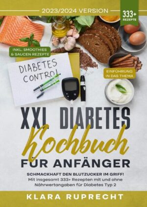 Dieses Diabetes-Kochbuch ist voll von köstlichen, leicht zuzubereitenden Rezepten! Mit über 333+ Rezepten zur Auswahl, finden Sie in diesem Kochbuch bestimmt das, wonach Sie suchen... Was versteht man unter Diabetes? Diabetes ist eine chronische (lang andauernde) Erkrankung, die sich darauf auswirkt, wie Ihr Körper Nahrung in Energie umwandelt. Der Körper zerlegt die meisten Lebensmittel, die Sie essen, in Zucker (Glukose) und gibt ihn in den Blutkreislauf ab. Wenn der Blutzucker ansteigt, gibt die Bauchspeicheldrüse das Signal, Insulin auszuschütten. Insulin wirkt wie ein Schlüssel, mit dem der Blutzucker in die Körperzellen gelangt und dort als Energie genutzt wird. Bei Diabetes stellt Ihr Körper nicht genug Insulin her oder kann es nicht so gut nutzen, wie es sollte. Wenn nicht genügend Insulin vorhanden ist oder die Zellen nicht mehr auf das Insulin ansprechen, bleibt zu viel Blutzucker in Ihrem Blutkreislauf. Mit der Zeit kann dies zu ernsthaften Gesundheitsproblemen wie Herzerkrankungen, Sehstörungen und Nierenerkrankungen führen. (mehr Informationen finden Sie im Buch) Sie sind auf der Suche nach … ✅ 333+ leckere Rezepte (u.a. für Frühstück, Fisch, Fleisch, Vegetarisch, Snacks, Desserts uvm.) ✅ Einführung in das Thema ✅ Den richtigen Zutaten ✅ Inklusive leckere Smoothies & Saucen-Rezepte Leckere Gerichte und gute Anhaltspunkte gefällig? Dann greifen Sie jetzt zu!