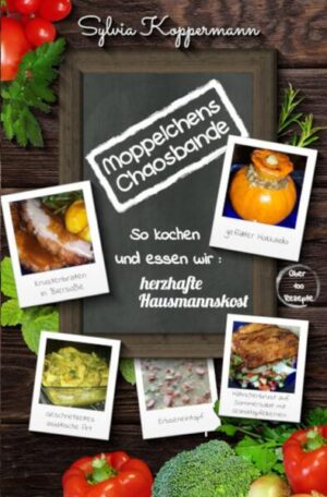 Moppelchens Chaosbande - So kochen und essen wir: herzhafte Hausmannskost Dies ist ein kleiner Blick hinter die Kulissen, mit einigen der meistgekochten Rezepte in der Chaosbande. Weitestgehend frisch und selbst gekocht, ohne Fertigprodukte. Dabei simpel und ohne großen Firlefanz. Die Rezepte sind einfach gehalten und sollen Mut machen, selbst ein wenig zu experimentieren. Denn Kochen muss keine Wissenschaft sein. Und wer ist nun Moppelchens Chaosbande? Moppelchens Chaosbande, ist eine Buchreihe aus vier Bänden, gefüllt mit Anekdoten einer Großfamilie, in der es nie langweilig, auf jeden Fall aber immer lustig wird. Von großen und kleinen Katastrophen, unkonventionellen Lösungen, renitenten Kleinkindern, nicht immer zurechnungsfähigen PuberTieren, überfürsorglichen Schwiegereltern und einem Mann, der nur denkt, das Chaos zu beherrschen. Unplugged veröffentlicht, wie von Mama zwischen Suppentopf und Schiedsrichterposten auf die Schnelle niedergeschrieben, um nicht vergessen zu werden.