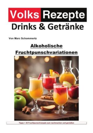 Volksrezepte Drinks und Getränke - Alkoholische Fruchtpunschvariationen aus der Buchserie "Volksrezepte Drinks und Getränke" von Marc Schommertz, entführt die Leserschaft in eine Welt voller Aromen und Genüsse. Dieses umfassende Werk mit seinen 50 kreativen Rezepten lädt dazu ein, die kalten Monate mit Wärme und Geschmack zu füllen oder sommerliche Abende mit erfrischenden Kreationen zu bereichern. Schommertz, bekannt für seine Leidenschaft für die Koch- und Getränkekunst, präsentiert eine sorgfältige Auswahl an alkoholischen Fruchtpunschvariationen, die von klassischen bis hin zu exotischen Kombinationen reichen. Die Rezepte, wie der klassische Winterapfel-Punsch, der exotische Mango-Kokos-Punsch oder der belebende Zitrus-Ingwer-Punsch, sind nur einige Beispiele der vielfältigen Möglichkeiten, die dieses Buch bietet. Jedes Rezept wird begleitet von Empfehlungen zum passenden Zubehör, wie Punschgläsern und Bechern, sowie Tipps zur optimalen Temperatur und zur Verwendung von Gewürzen und Aromen, um den perfekten Punsch zu kreieren. Darüber hinaus bietet Schommertz einen Einblick in die Herkunft und Geschichte des Fruchtpunschs und erläutert die Besonderheiten alkoholischer Fruchtpunschvariationen im Vergleich zu anderen warmen Getränken. Er lädt die Leser dazu ein, die Vielfalt der Punschvariationen zu entdecken und dankt ihnen für ihre Begeisterung für diese besondere Getränkeart. Mit einer Einladung zum Experimentieren und Genießen rundet er dieses inspirierende Buch ab. "Alkoholische Fruchtpunschvariationen" ist mehr als nur ein Rezeptbuch