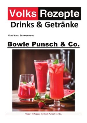 "Volksrezepte Drinks & Getränke - Bowle, Punsch und Co." von Marc Schommertz ist ein umfassender Ratgeber, der Liebhaber erfrischender Getränke auf eine kulinarische Reise durch die Welt der Bowlen, Punsche und verwandter Spezialitäten führt. Dieses Buch ist gefüllt mit 35 sorgfältig ausgewählten Rezepten, die von traditionellen Klassikern bis hin zu innovativen Kreationen reichen, und verspricht für jede Jahreszeit und jeden Anlass das passende Getränk. Beginnend mit einem tiefgreifenden Einblick in die Geschichte und die kulturelle Bedeutung dieser beliebten Mischgetränke, erläutert Schommertz die feinen Unterschiede zwischen Bowle, Punsch und ähnlichen Getränken und bietet dabei interessante Fakten, die sowohl Neulinge als auch erfahrene Hobbyköche begeistern werden. Die Rezepte decken ein breites Spektrum ab, von der klassischen Fruchtbowle über erfrischenden Wassermelonen-Punsch bis hin zu wärmenden Glühwein-Variationen, und garantieren vielfältige Geschmackserlebnisse. Neben der Bereitstellung köstlicher Rezepte teilt der Autor praktische Tipps und Tricks für die perfekte Zubereitung und Präsentation dieser Getränke, um sowohl die Aromen optimal zur Geltung zu bringen als auch das Ambiente zu bereichern. Ein Kapitel widmet sich dem nützlichen Zubehör, das die Zubereitung erleichtert und das Servieren stilvoll gestaltet. "Volksrezepte Drinks & Getränke - Bowle, Punsch und Co." ist mehr als nur ein Rezeptbuch